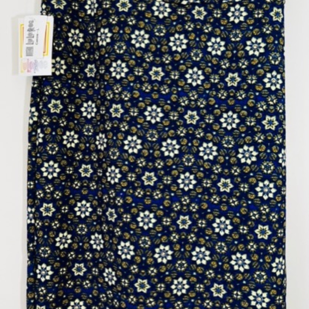 NWT LulaRoe Pencil Skirt Cassie Women's Size Large Blue Floral